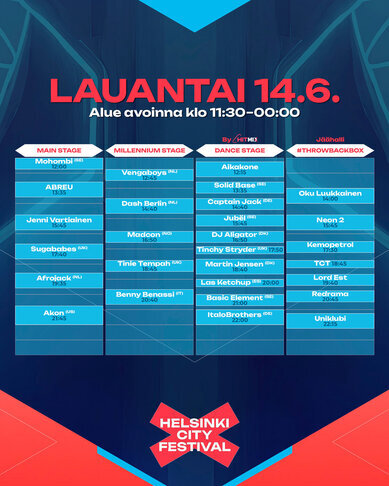 Lauantain aikataulu